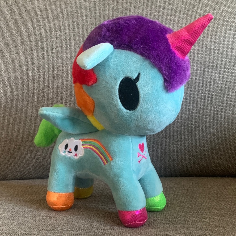 Tokidoki Rainbow Unicorn Pixie Blue 10” Plush Velour Stuffed Animal Aurora